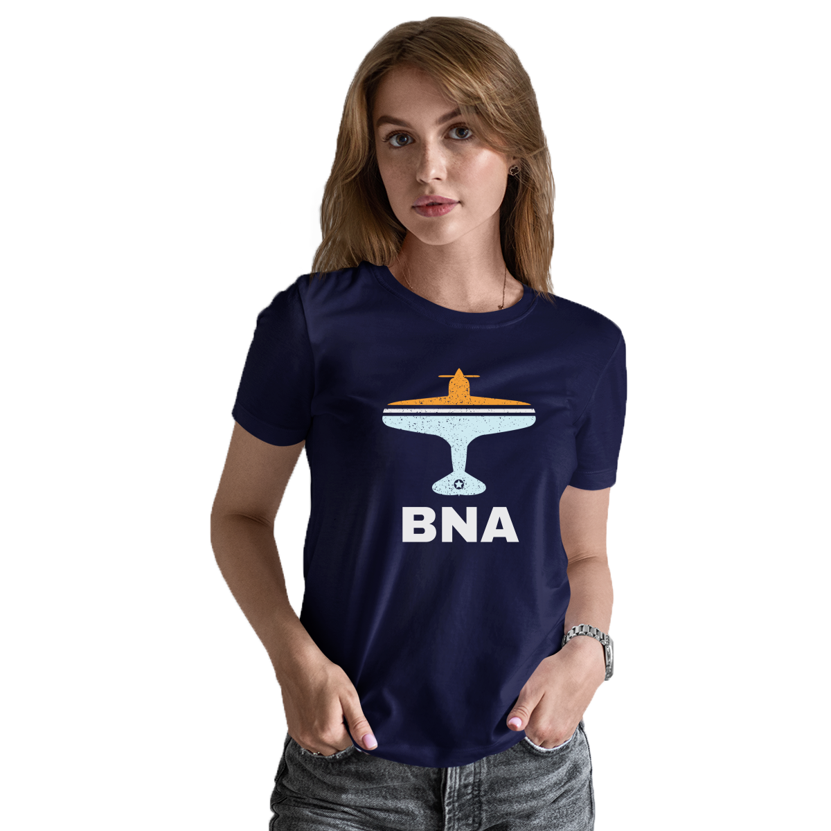 Fly Nashville BNA Airport Women's T-shirt | Navy