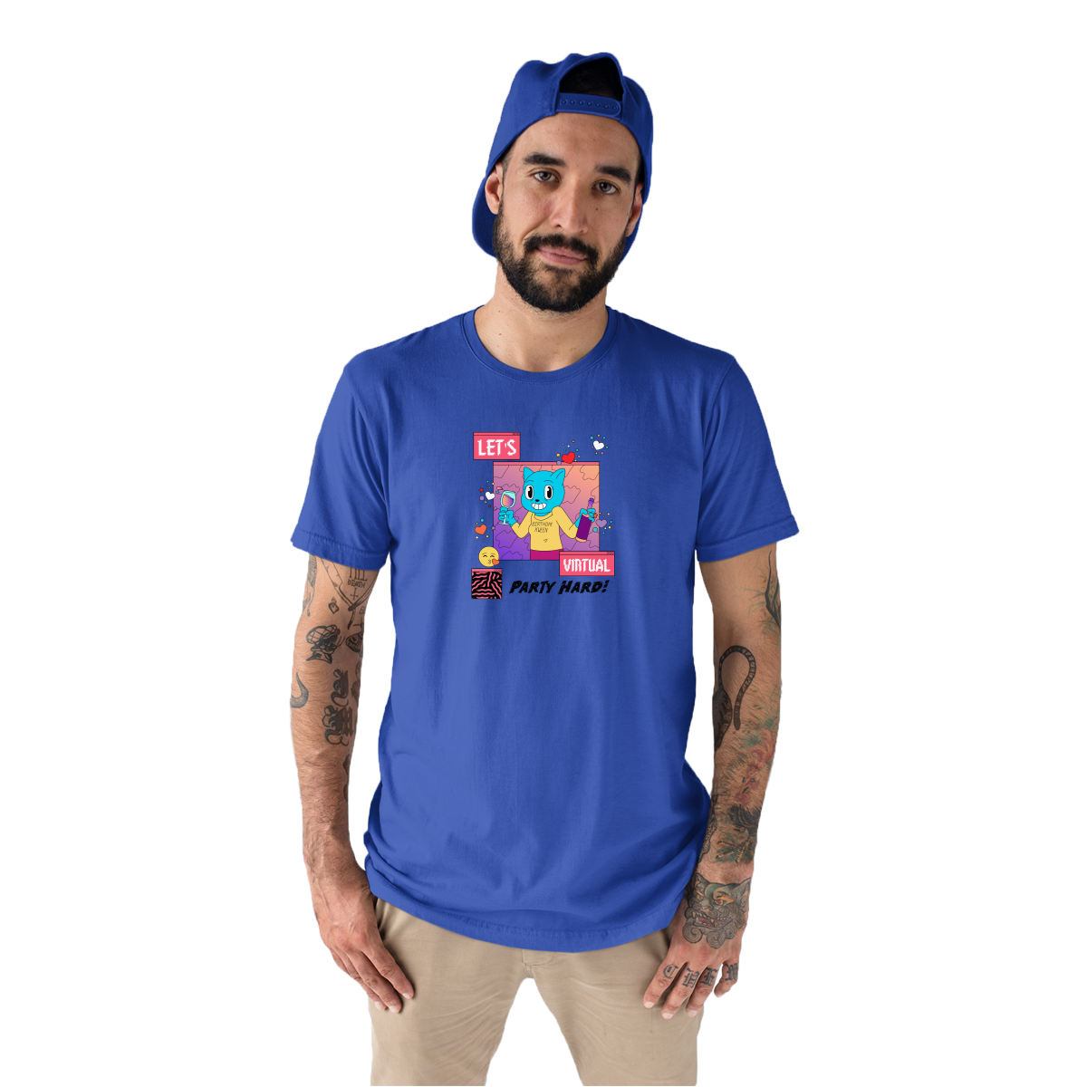Let's Virtual Party Hard Men's T-shirt | Blue