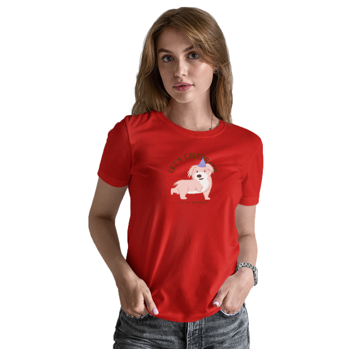Let's Celebrate It is My Birthday Women's T-shirt | Red