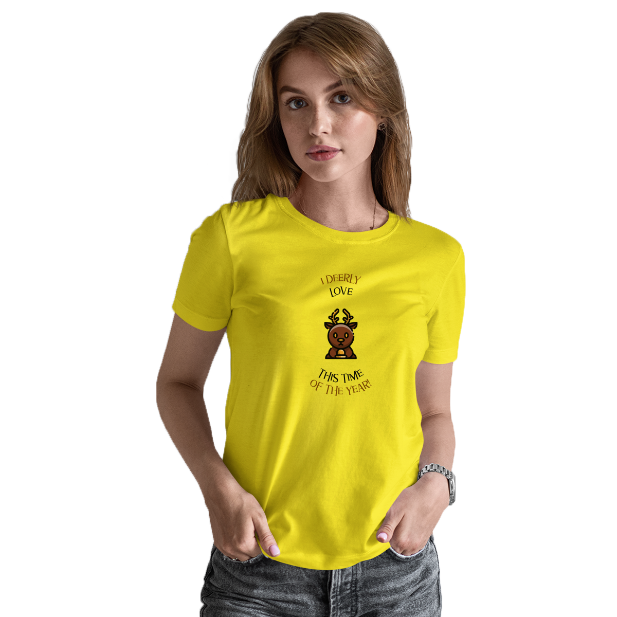I Deerly Love This Time of the Year! Women's T-shirt | Yellow