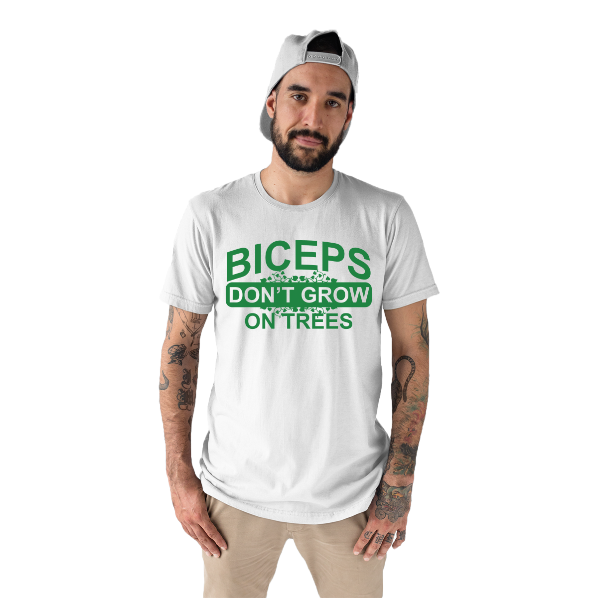 Biceps Don't Grow On Trees  Men's T-shirt | White