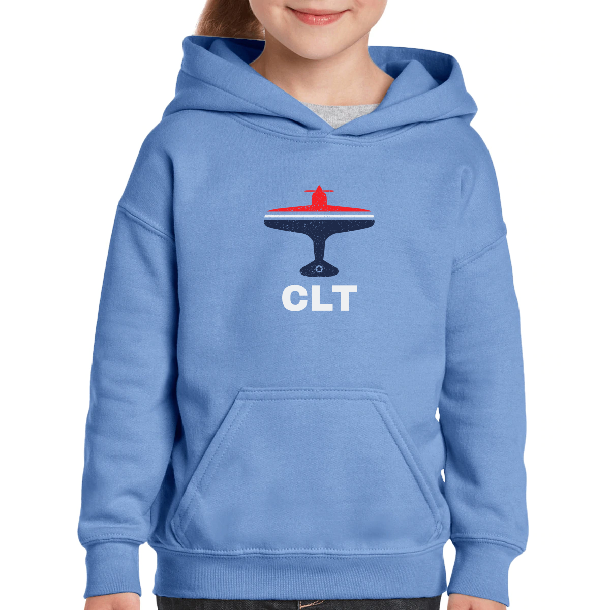 Fly Charlotte CLT Airport Kids Hoodie | Blue