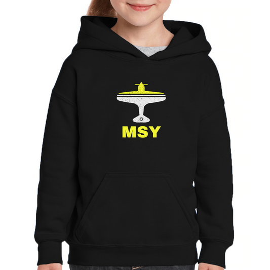 Fly New Orleans MSY Airport Kids Hoodie | Black