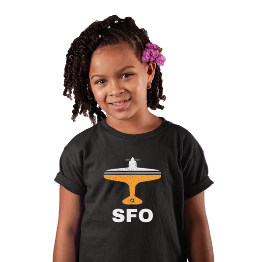 Fly San Francisco SFO Airport Kids T-shirt | Black