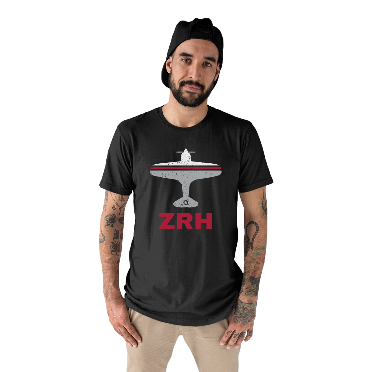 Fly Zurich ZRH Airport Men's T-shirt | Black
