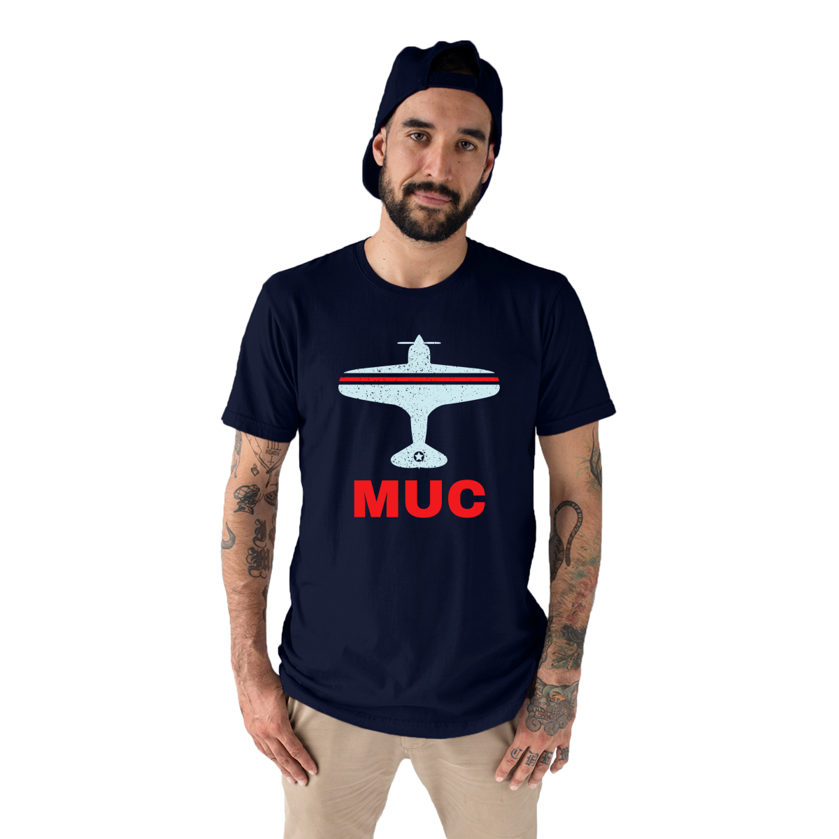 Fly Munich MUC Airport Men's T-shirt | Navy
