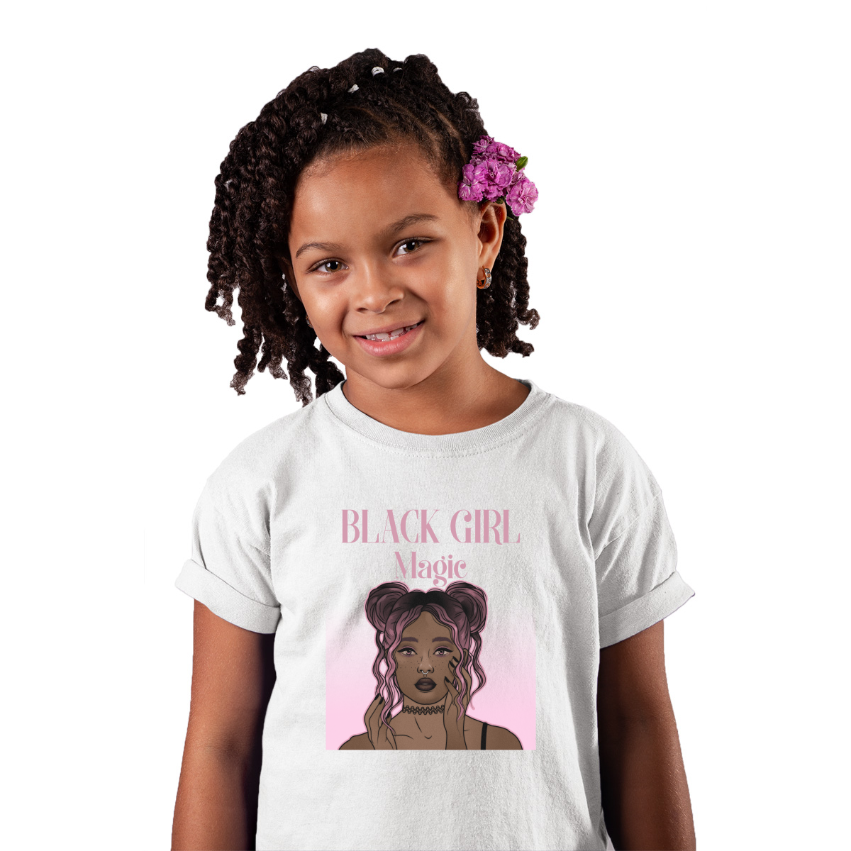 Black Girl Magic Kids T-shirt | White