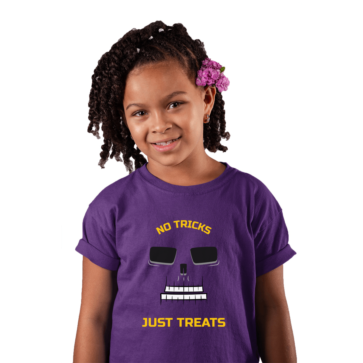 No Tricks Just Treats Kids T-shirt | Purple