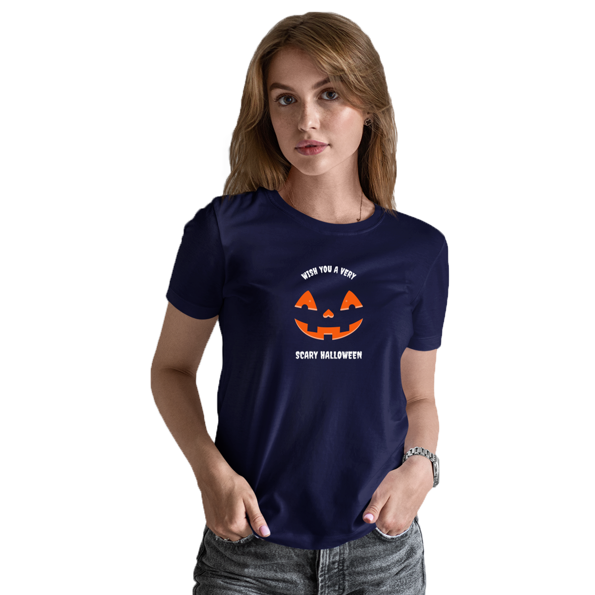 Wish You a Very Scary Halloween Women's T-shirt | Navy