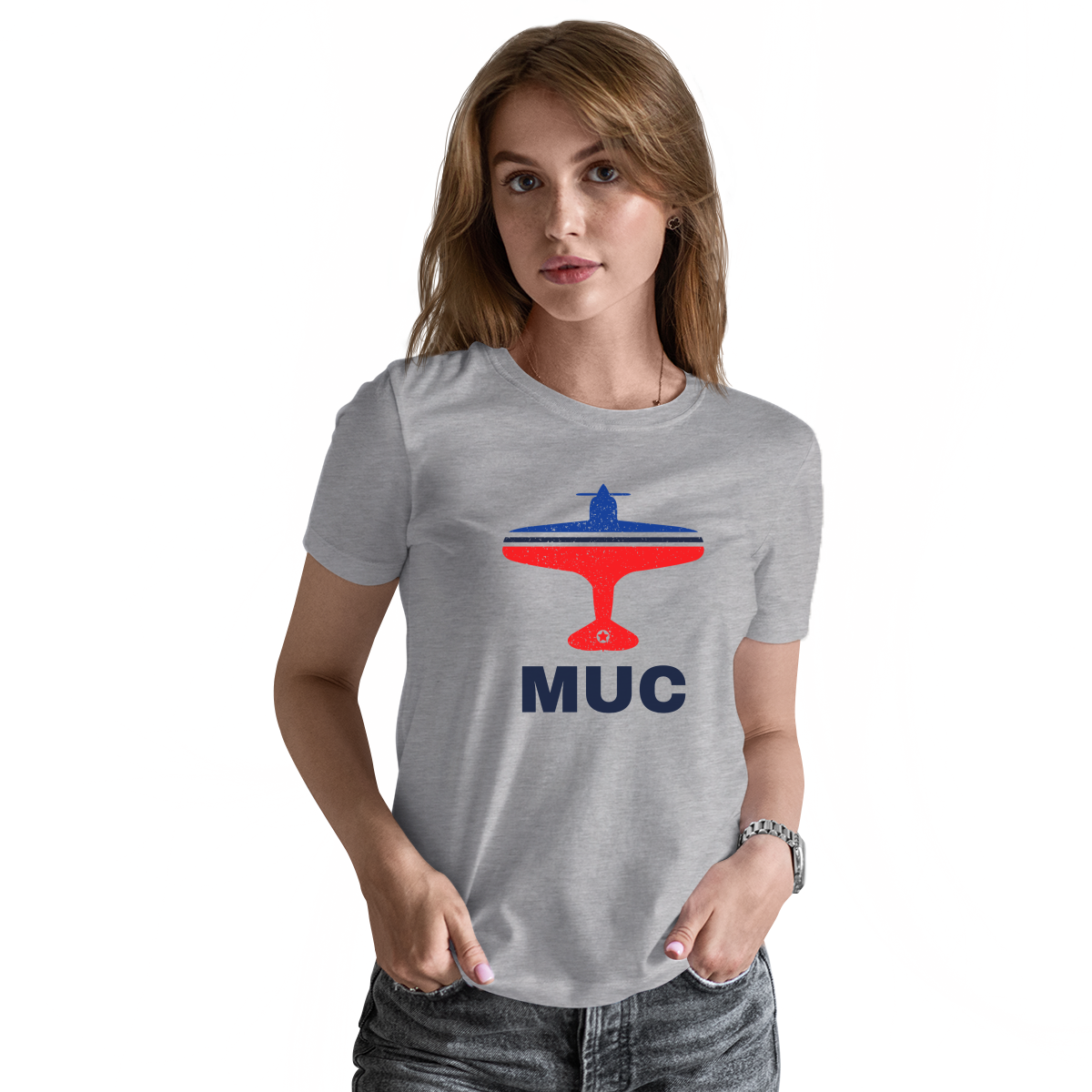 Fly Munich MUC Airport Women's T-shirt | Gray