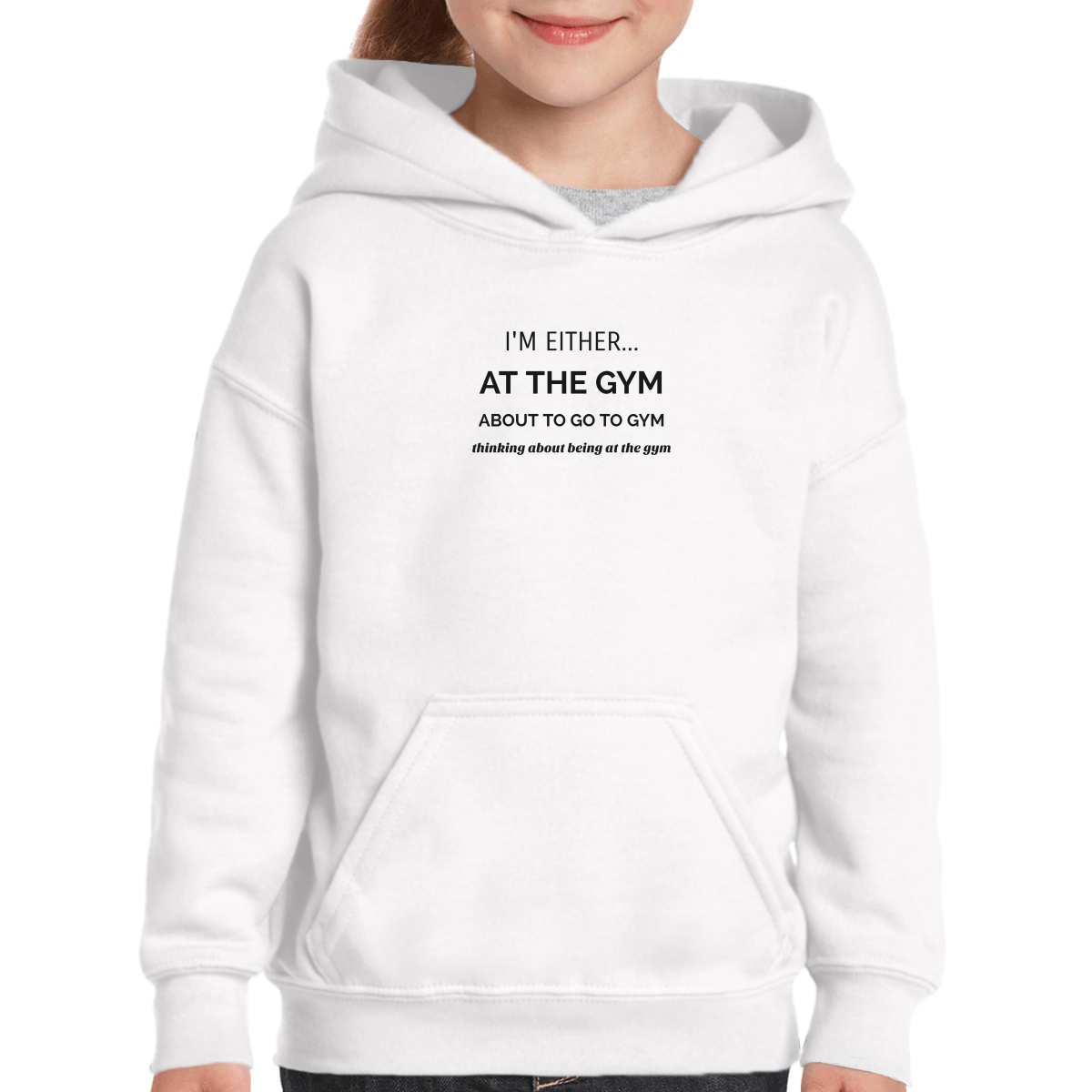 I’m either at the gym Kids Hoodie | White