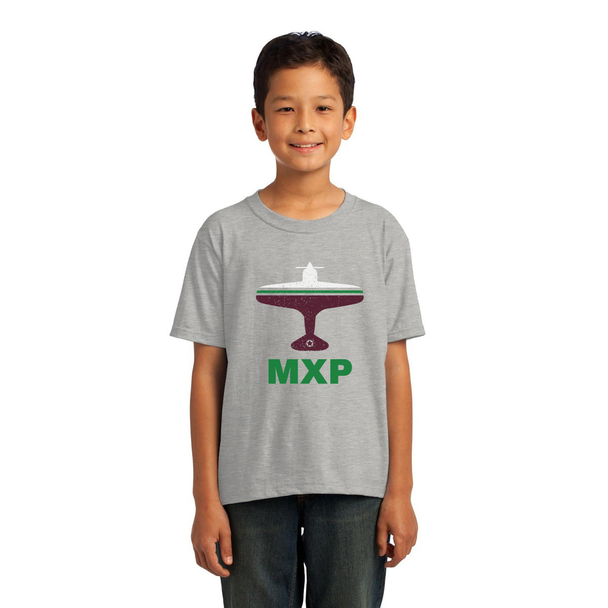Fly Milan MXP Airport Kids T-shirt | Gray