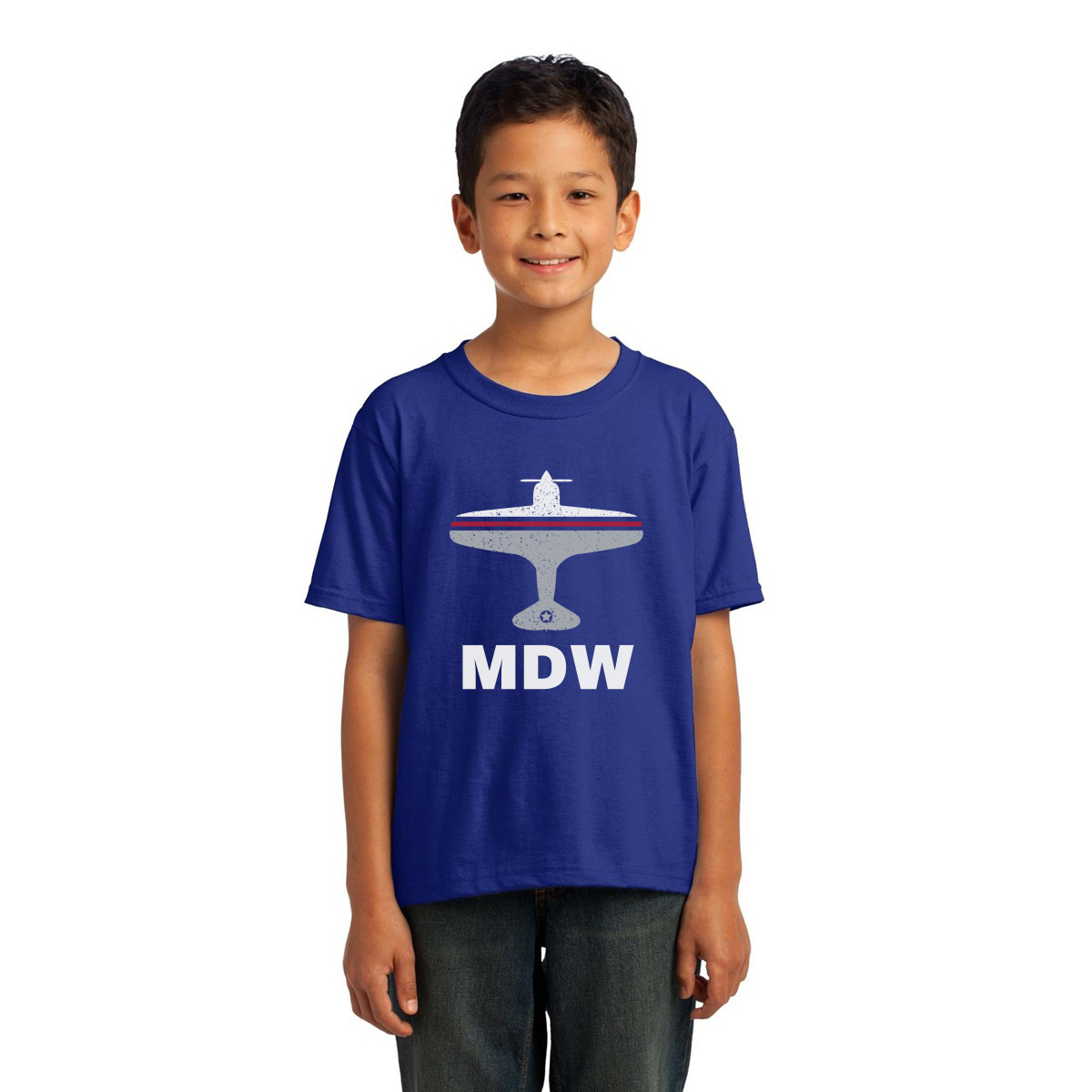 Fly Chicago MDW Airport Kids T-shirt | Blue