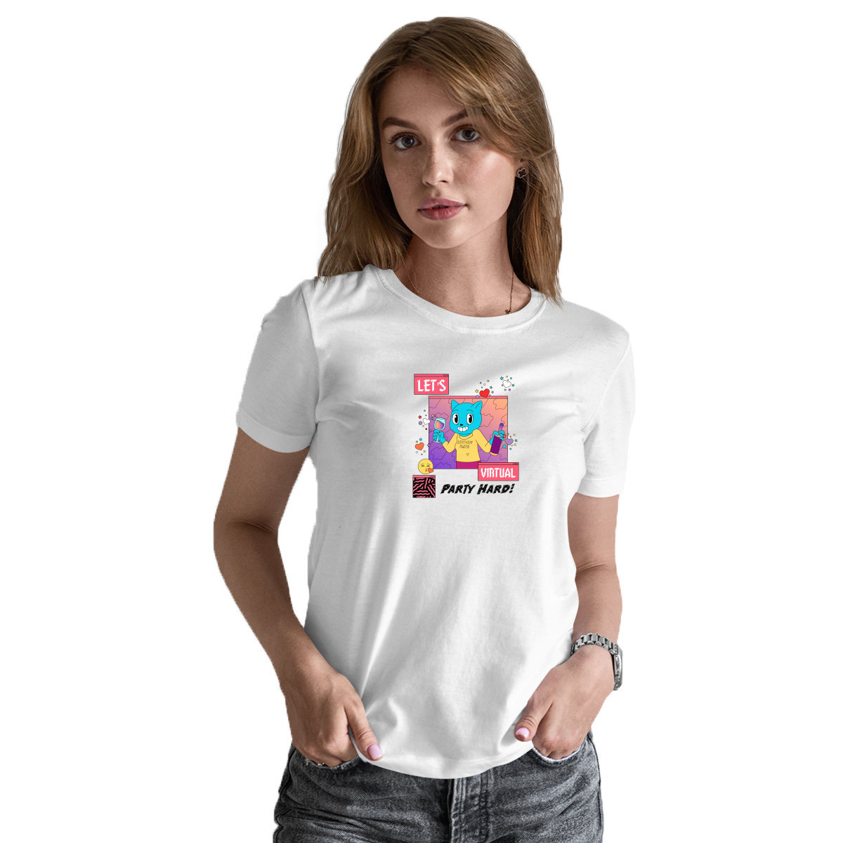 Happy Birthday Let's Virtual Party Women's T-shirt | White
