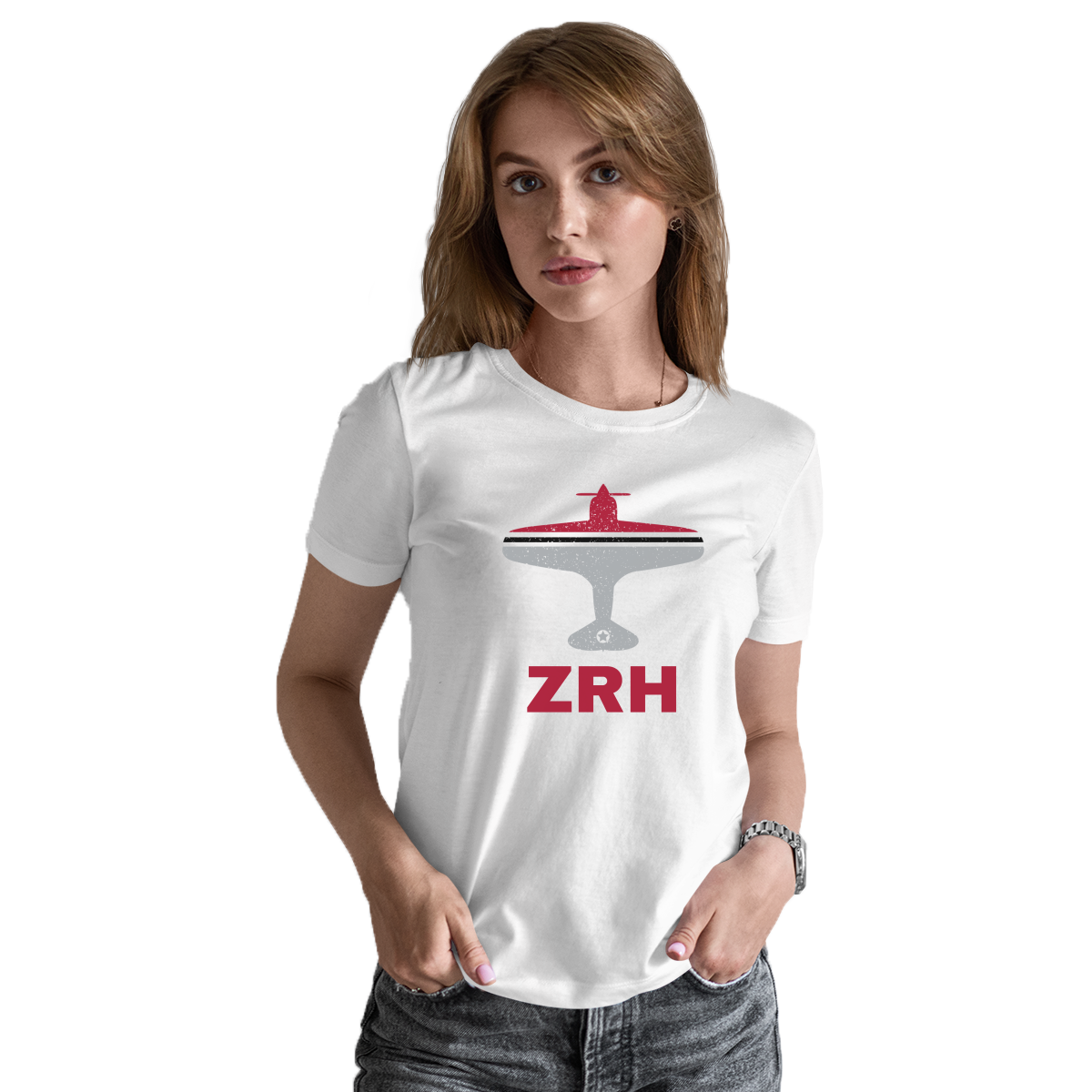 Fly Zurich ZRH Airport Women's T-shirt | White