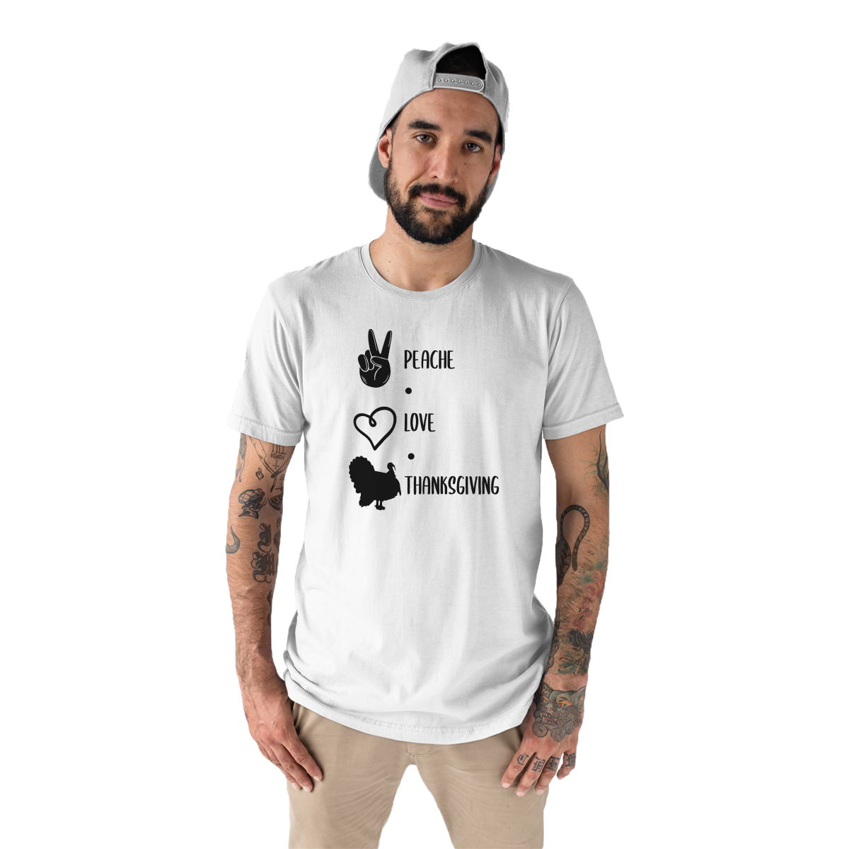 Peace Love Thanksgiving Men's T-shirt | White