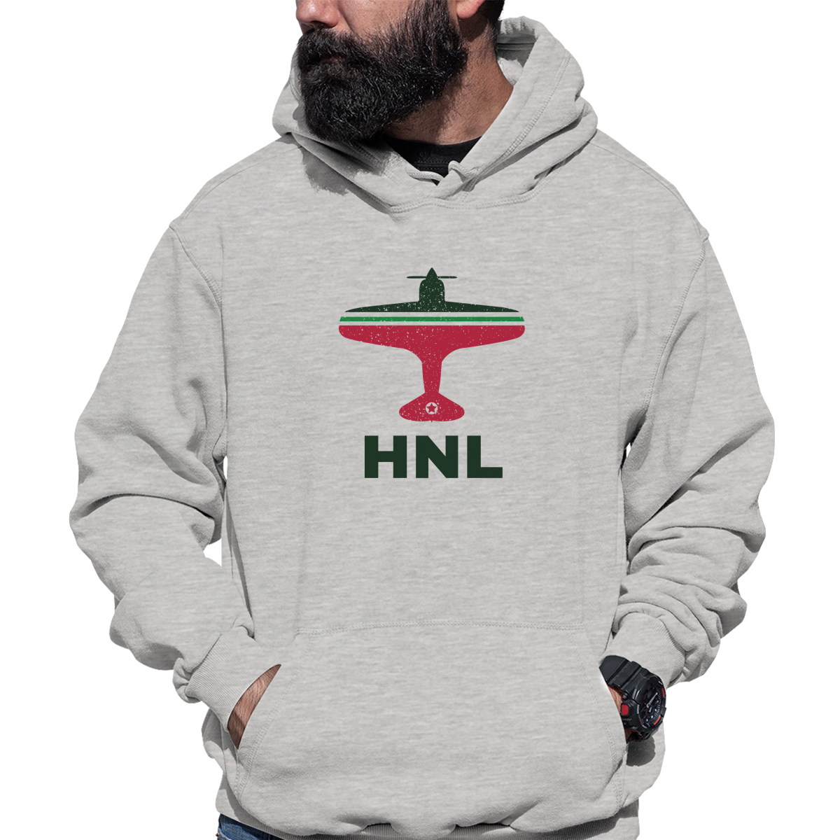 Fly Honolulu HNL Airport Unisex Hoodie | Gray