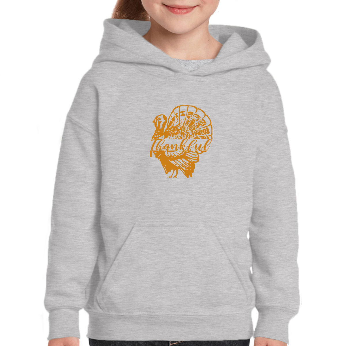 Thankful Turkey Kids Hoodie | Gray