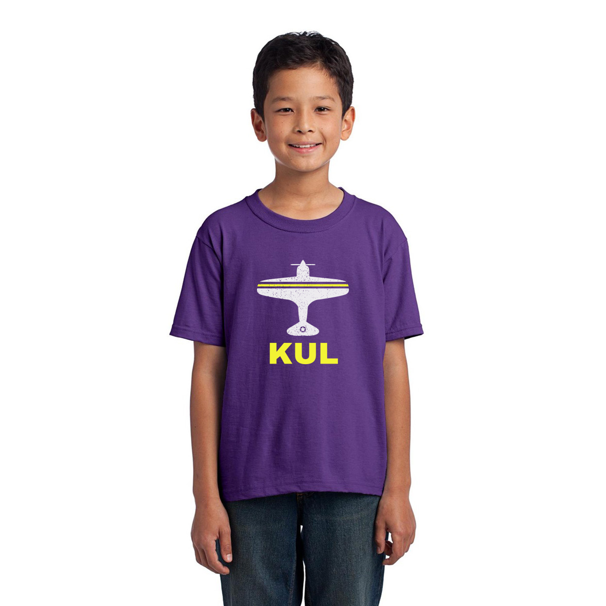 Fly Kuala Lumpur KUL Airport Kids T-shirt | Purple