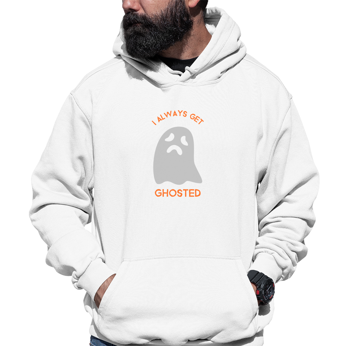 I Always Get Ghosted Unisex Hoodie | White