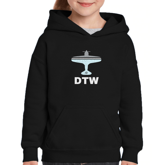 Fly Detrorit DTW Airport Kids Hoodie | Black