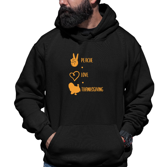 Peace Love Thanksgiving Unisex Hoodie | Black