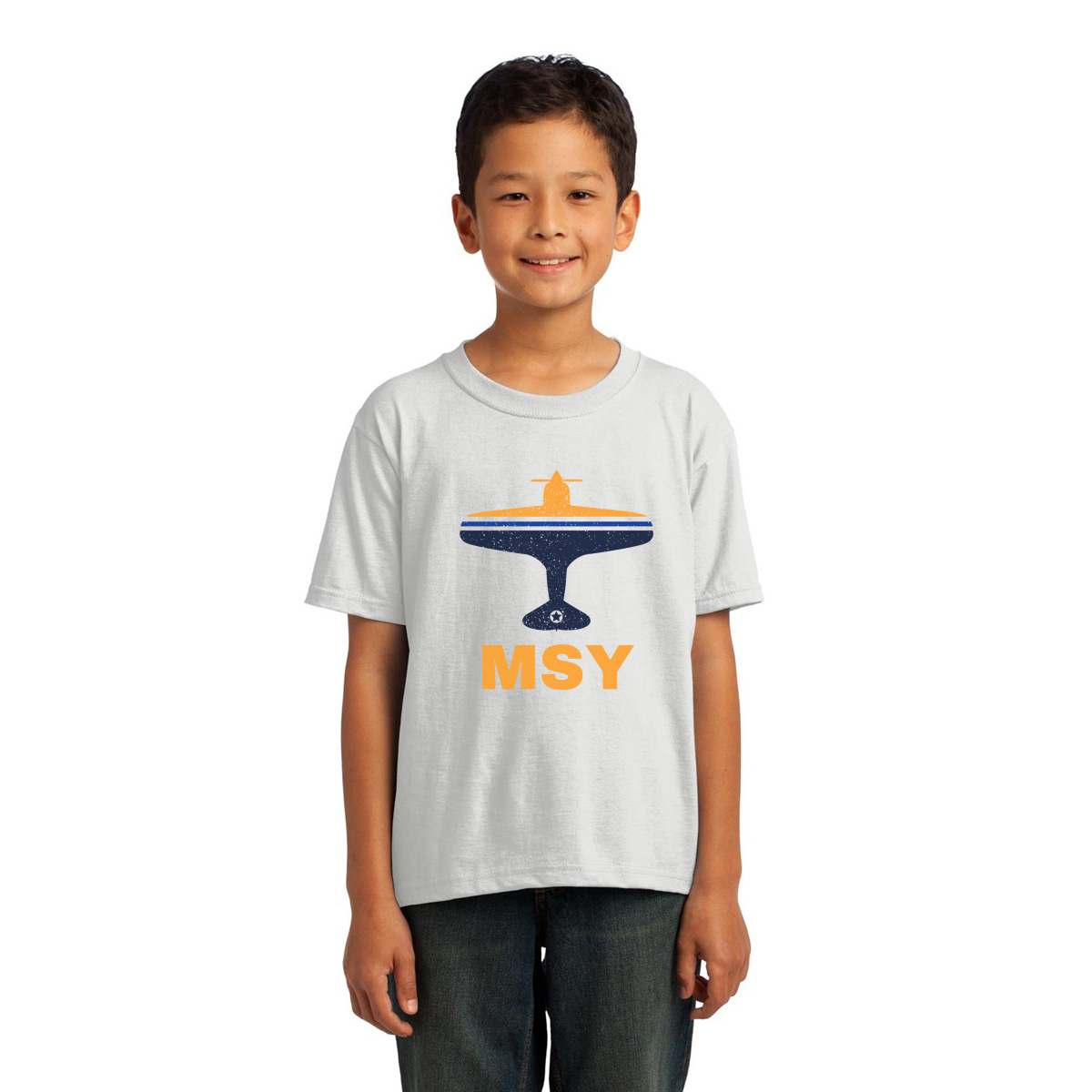 Fly New Orleans MSY Airport Kids T-shirt | White
