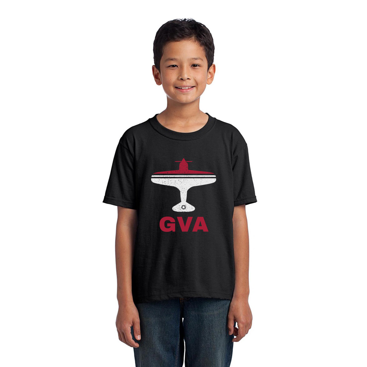 Fly Geneva GVA Airport Kids T-shirt | Black