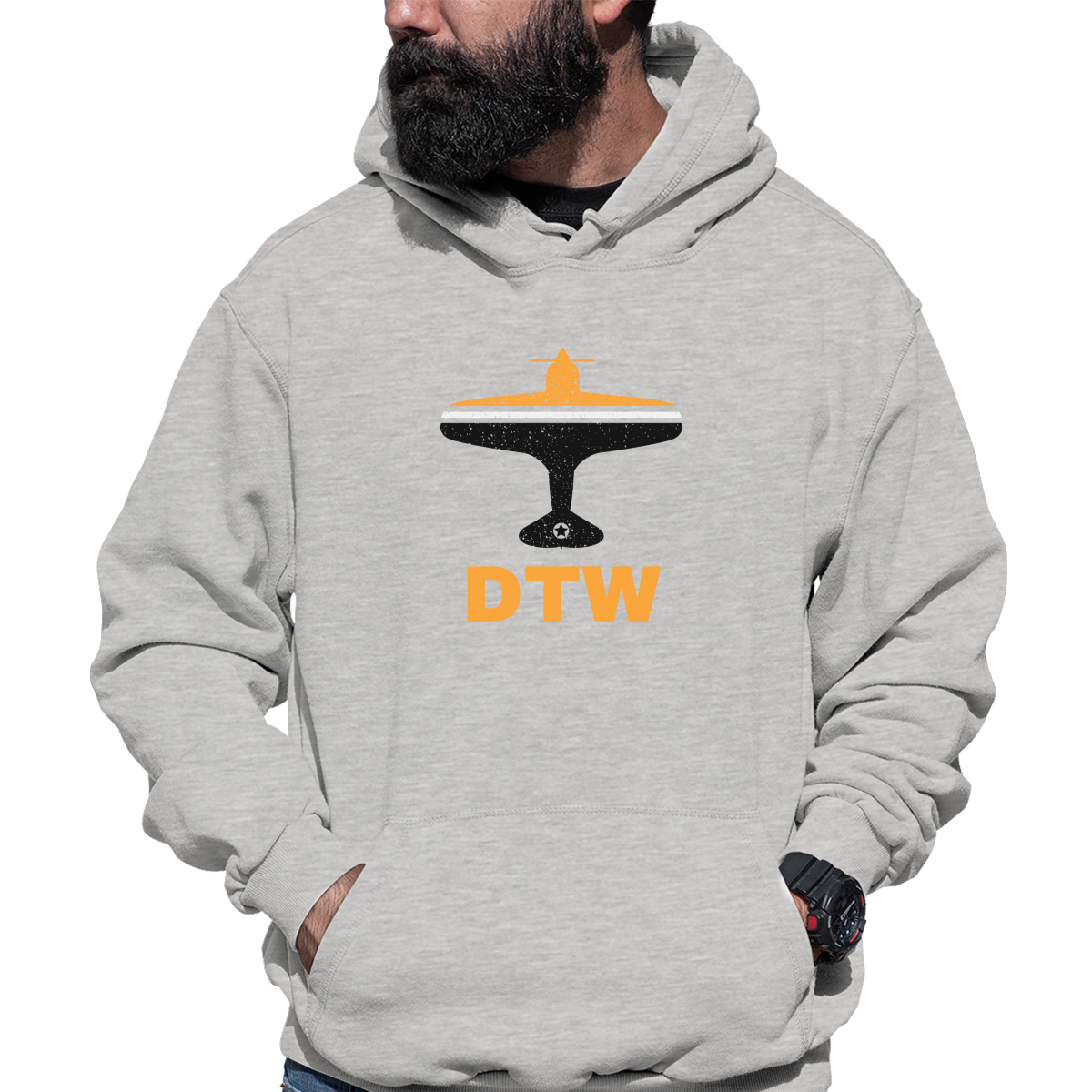 Fly Detrorit DTW Airport Unisex Hoodie | Gray