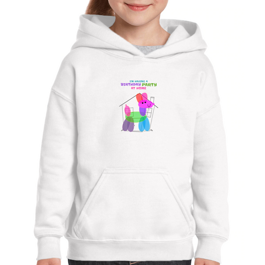 I'm having a birthday party at home  Kids Hoodie | White