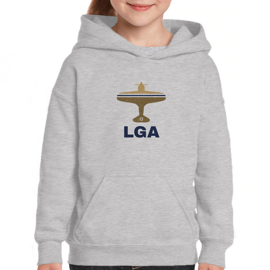 Fly New York LGA Airport Kids Hoodie | Gray