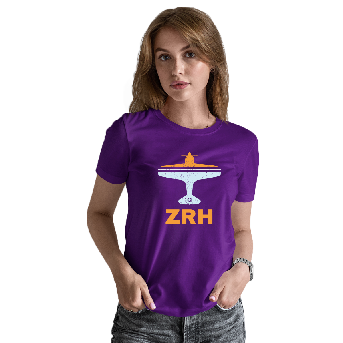 Fly Zurich ZRH Airport Women's T-shirt | Purple