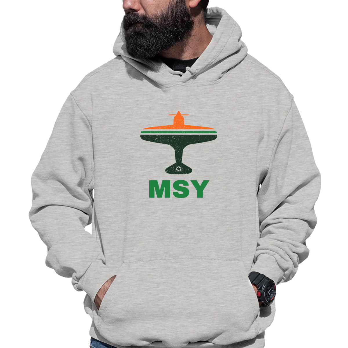 Fly New Orleans MSY Airport Unisex Hoodie | Gray