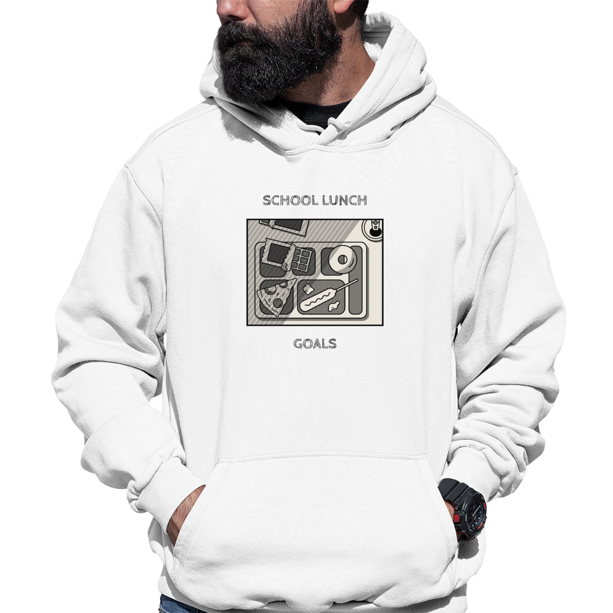 School Lunch Goals Unisex Hoodie | White
