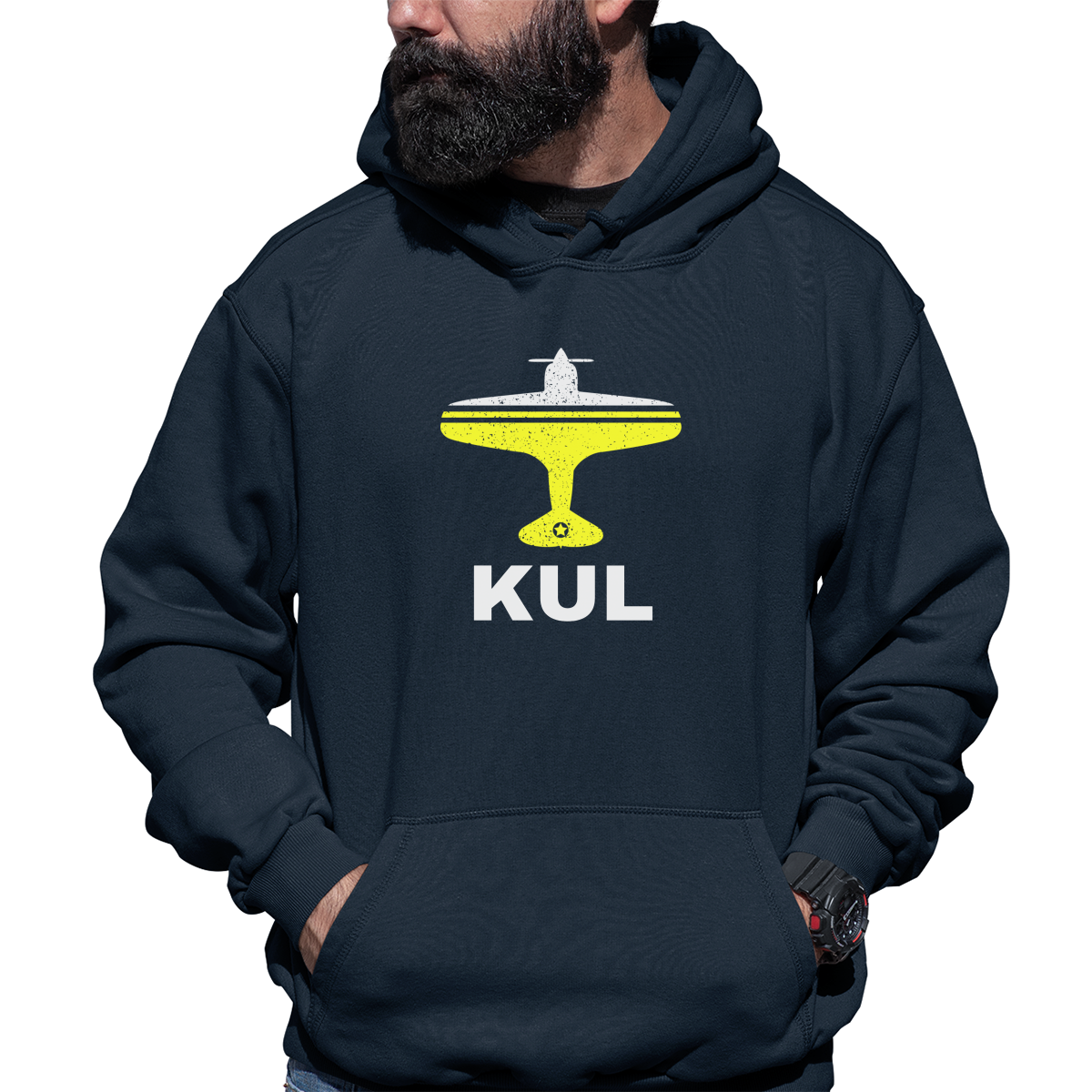 Fly Kuala Lumpur KUL Airport Unisex Hoodie | Navy