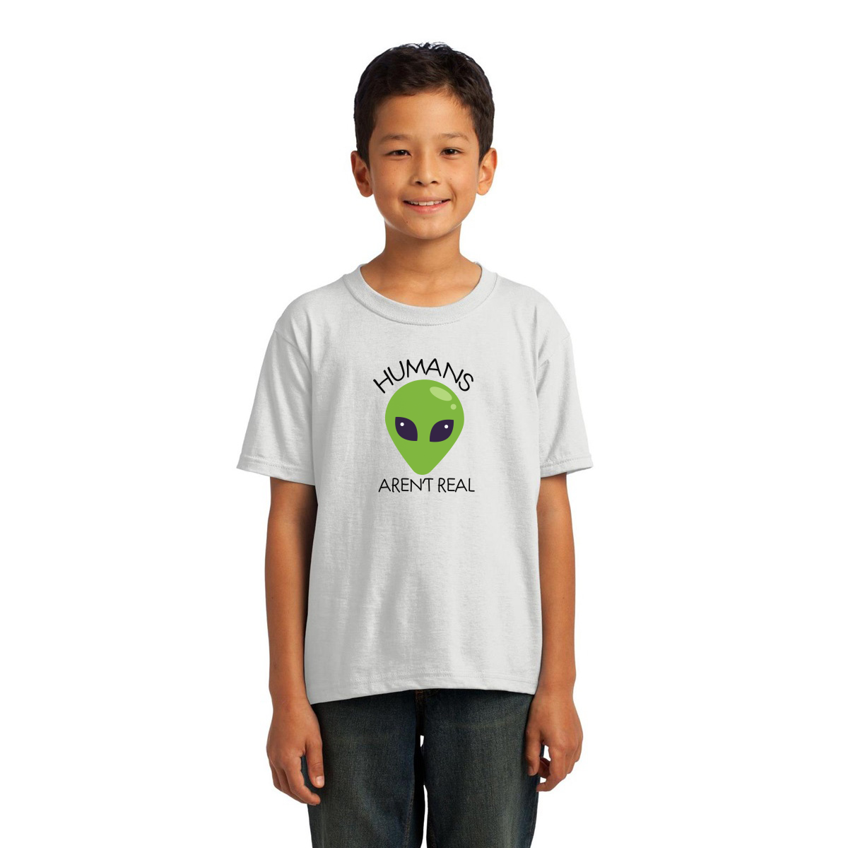 Humans Aren't Real Kids T-shirt | White
