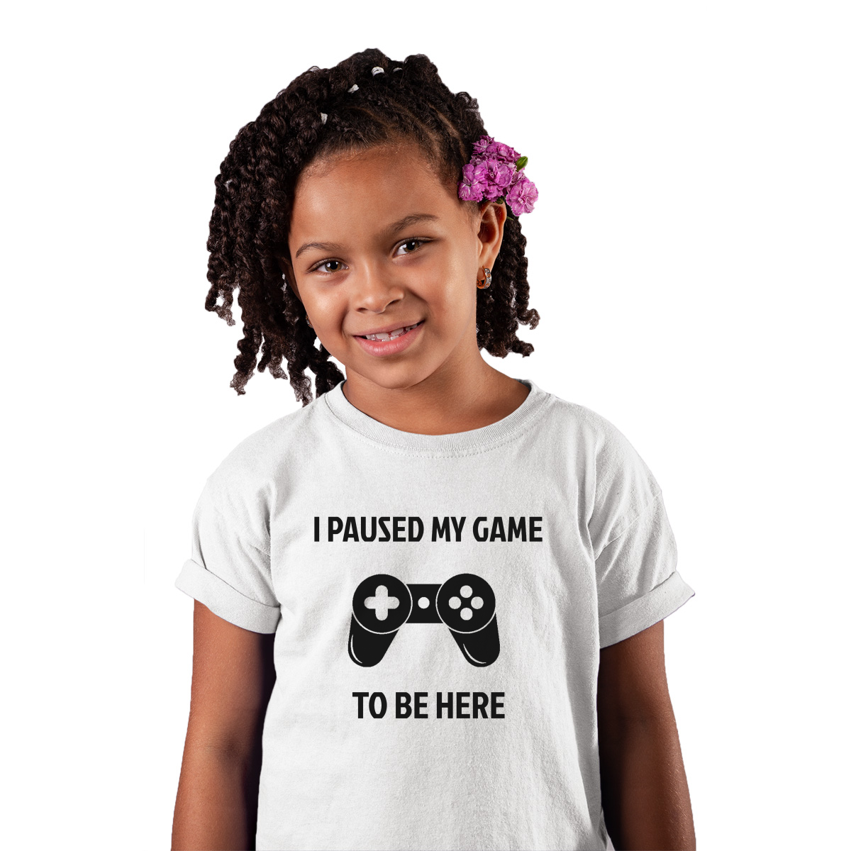 I Paused My Game To Be Here Kids T-shirt | White