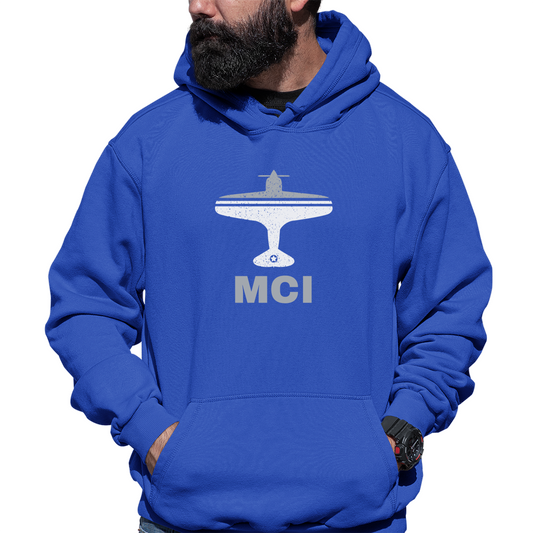 Fly Kansas City MCI Airport Unisex Hoodie | Blue